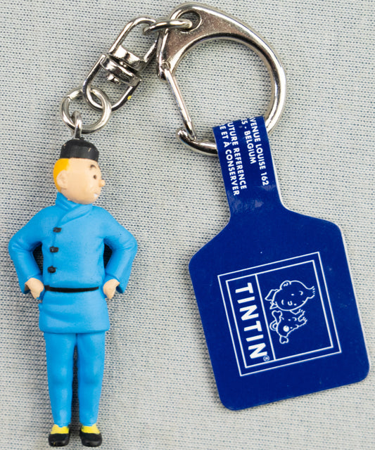 Moulinsart Toy Keyring: Tintin Chinese Outfit 8cm Height 42465 Official Figure Key Ring