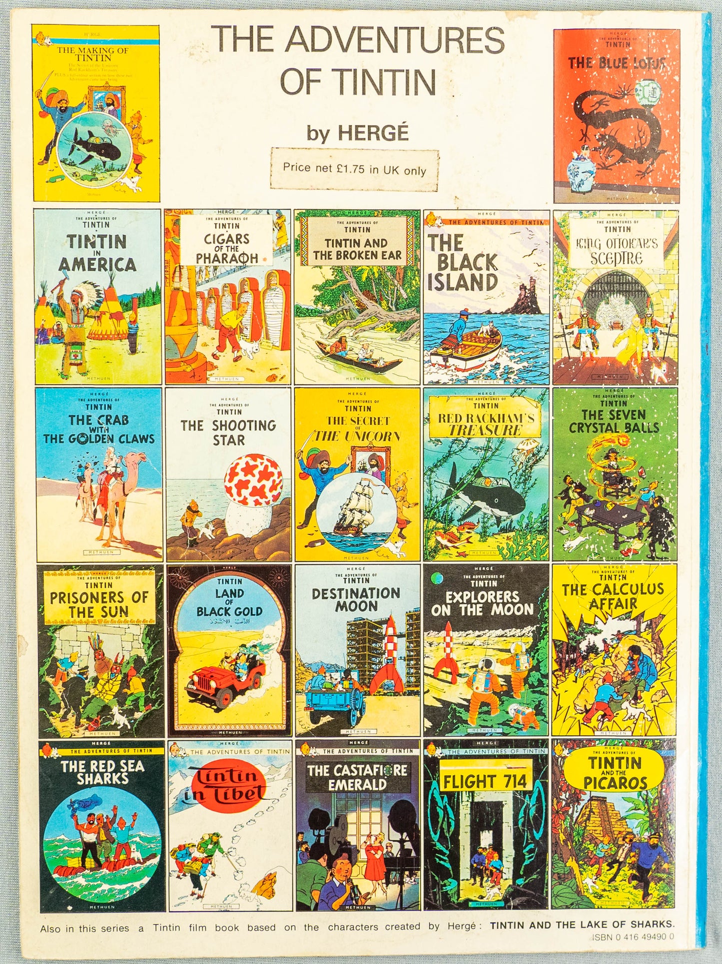 The Blue Lotus - Tintin Magnet UK Paperback Edition Book 1980s