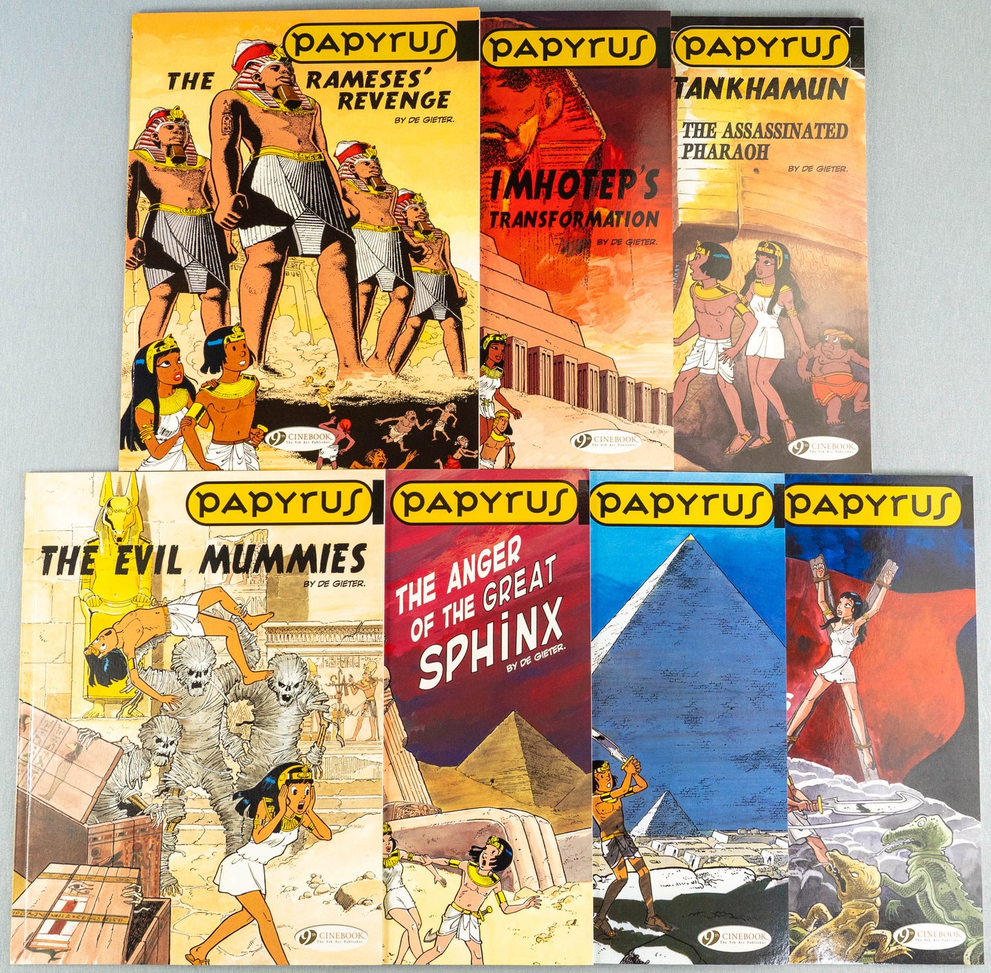 PAPYRUS: Cinebook Paperback Edition Comics Full Set of 7 Books by De Gieter