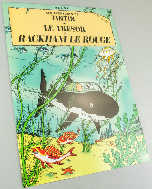 Le Tresor Rackham Le Rogue: Large Tintin Title Cover Poster by Moulinsart 50x70cm