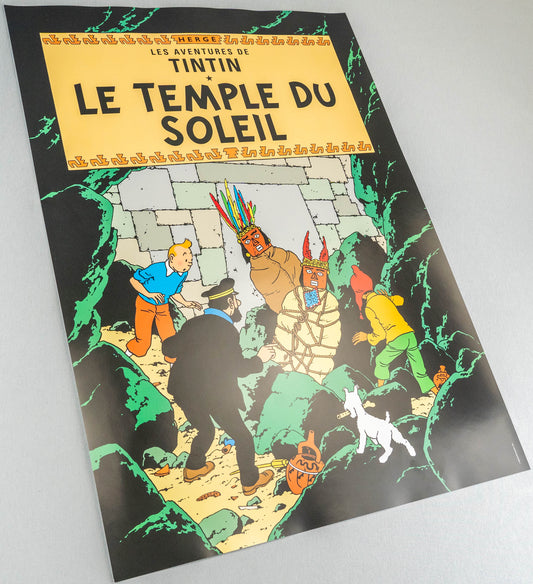 Le Temple Du Soleil: Large Tintin Title Cover Poster by Moulinsart 50x70cm