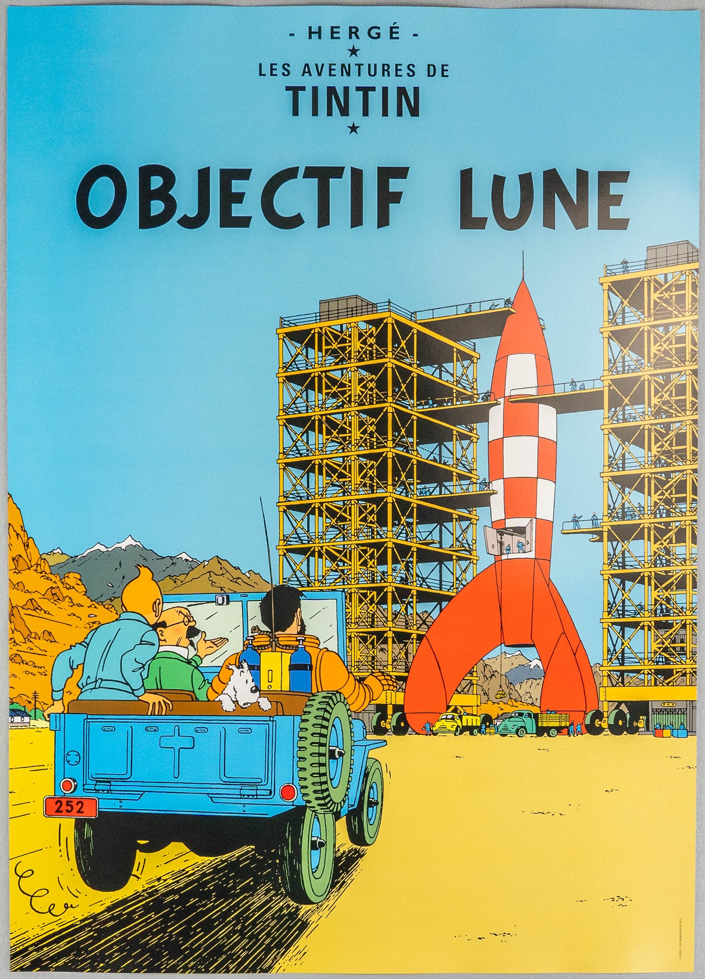 Objectif Lune: Large Tintin Title Cover Poster by Moulinsart 50x70cm