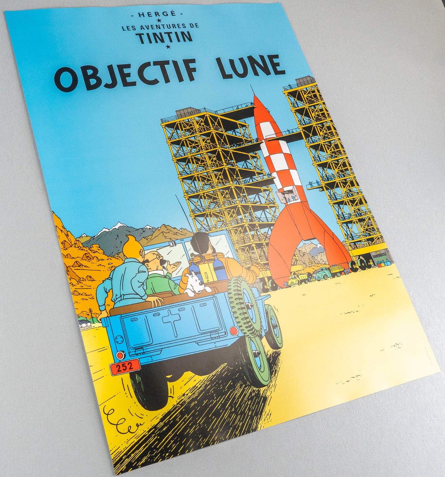 Objectif Lune: Large Tintin Title Cover Poster by Moulinsart 50x70cm