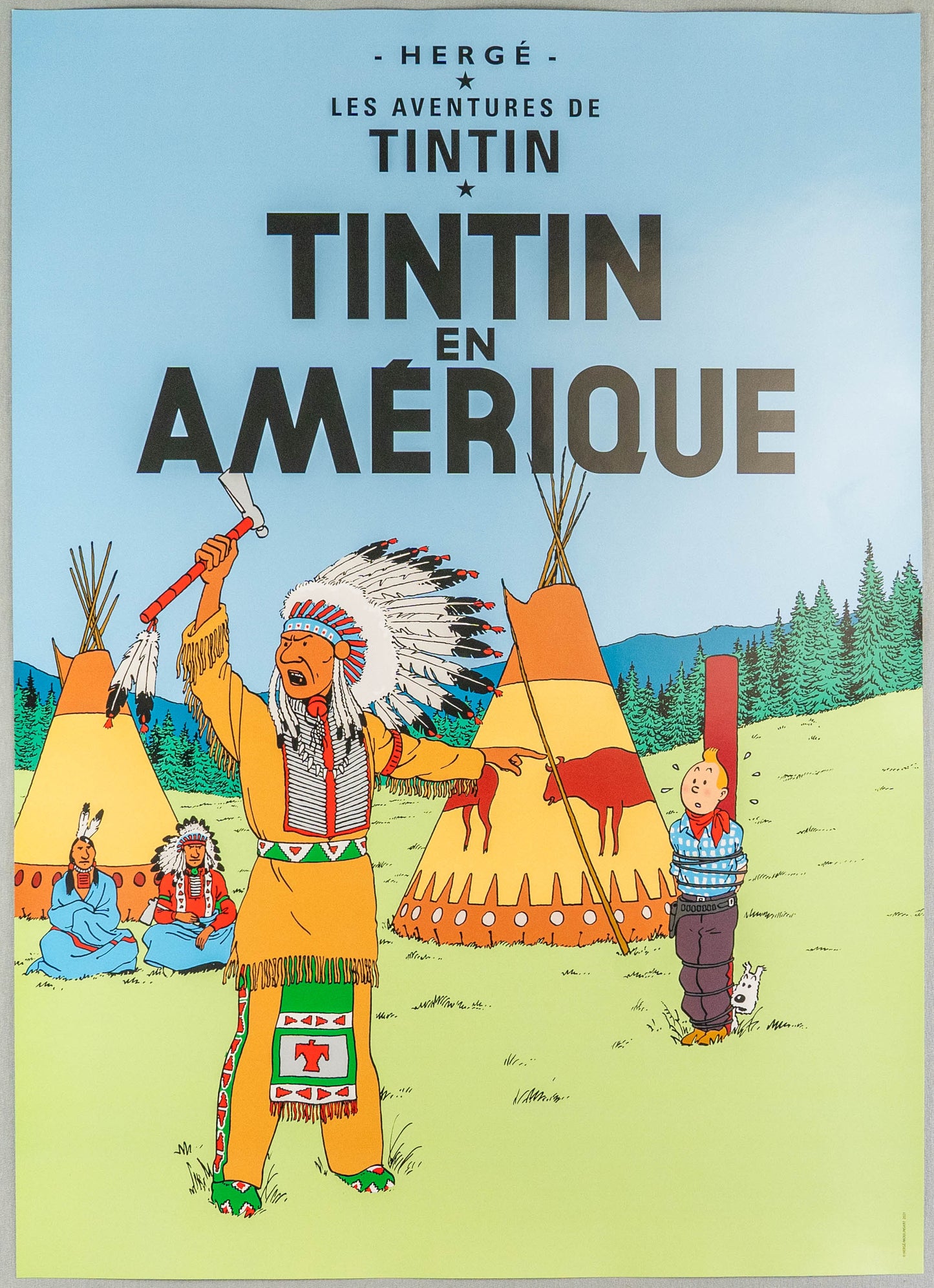 Tintin En Amerique: Large Tintin Title Cover Poster by Moulinsart 50x70cm