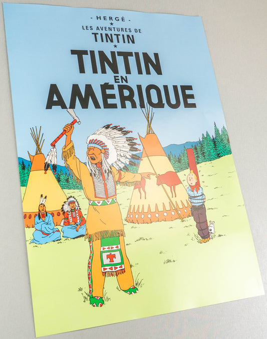 Tintin En Amerique: Large Tintin Title Cover Poster by Moulinsart 50x70cm