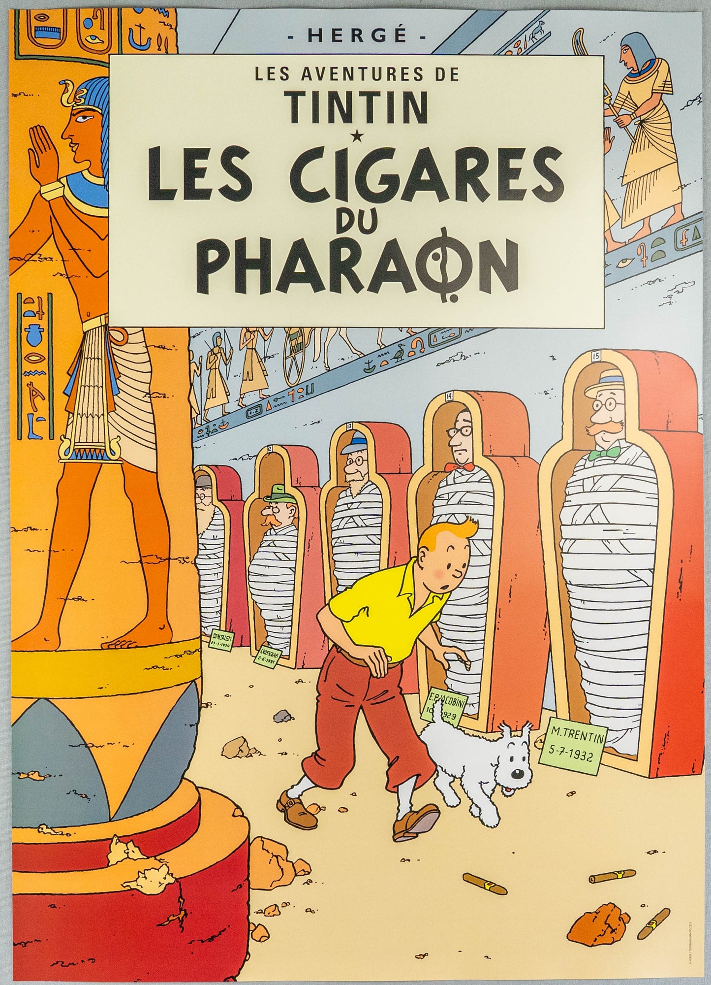 Les Cigares Du Pharaon: Large Tintin Title Cover Poster by Moulinsart 50x70cm