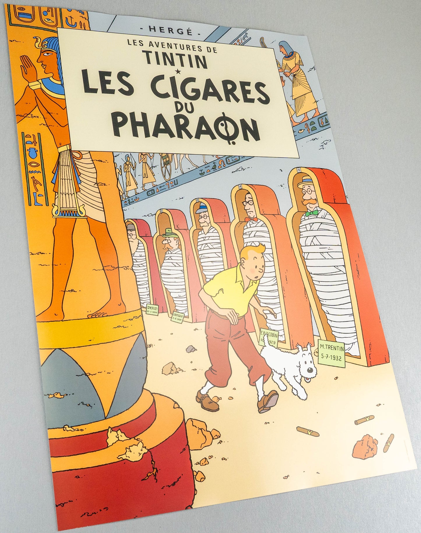 Les Cigares Du Pharaon: Large Tintin Title Cover Poster by Moulinsart 50x70cm
