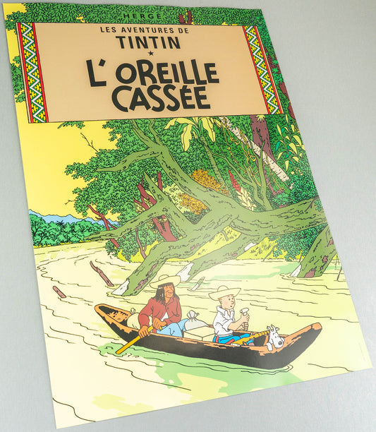 L'Oreille Cassee: Large Tintin Title Cover Poster by Moulinsart 50x70cm