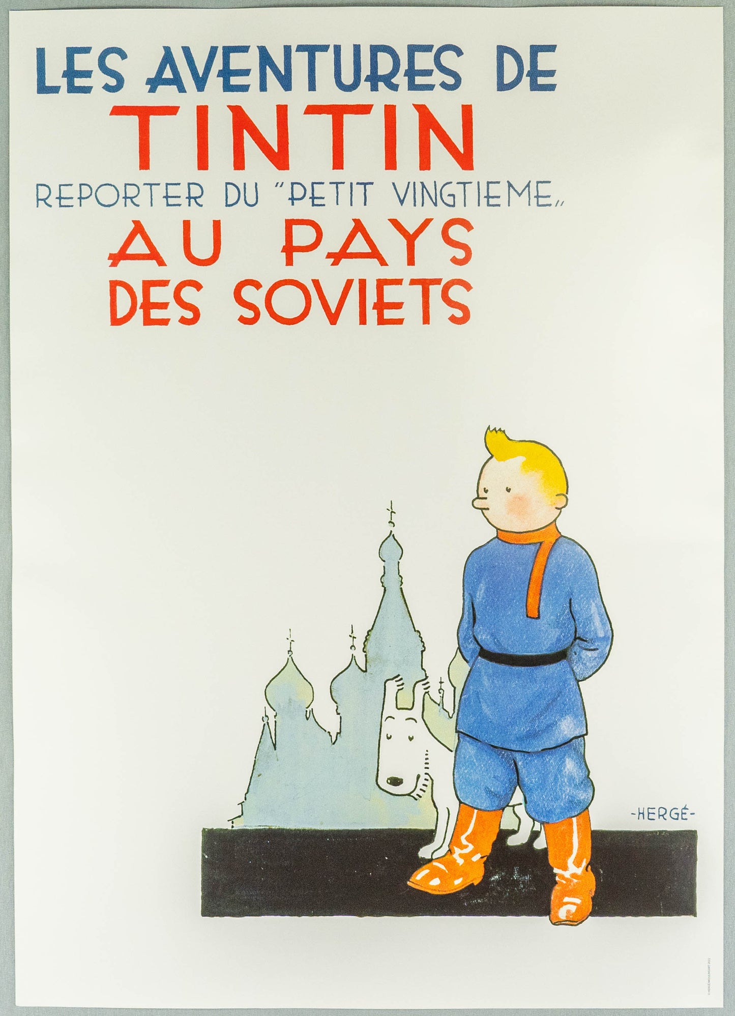 Tintin Au Pays Des Soviets: Large Tintin Title Cover Poster by Moulinsart 50x70cm