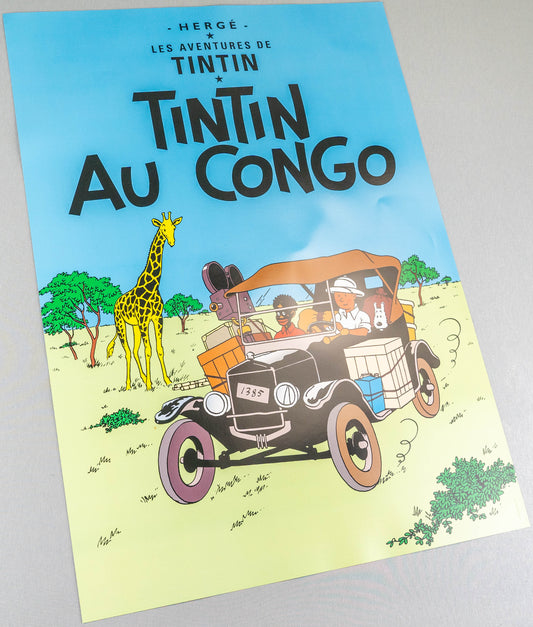 Tintin Au Congo: Large Tintin Title Cover Poster by Moulinsart 50x70cm