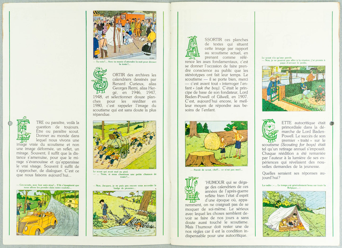Vintage Casterman 1980 Scout Calendar illustrated by Herge EO Tintin Scoutaient