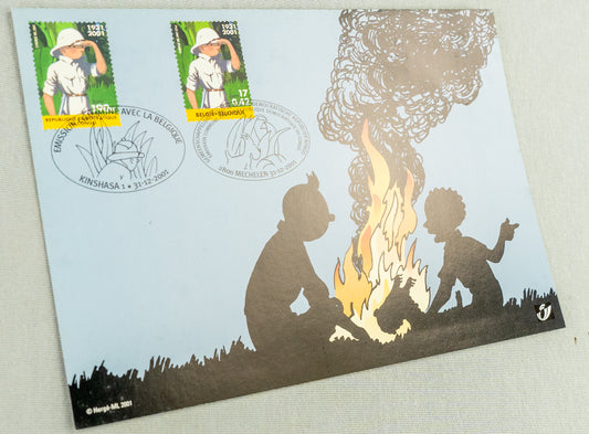 Tintin in the Congo x2 Stamps/Seals: 2001 Rare Belge Post/Moulinsart Tintin Postage Stamp Collection