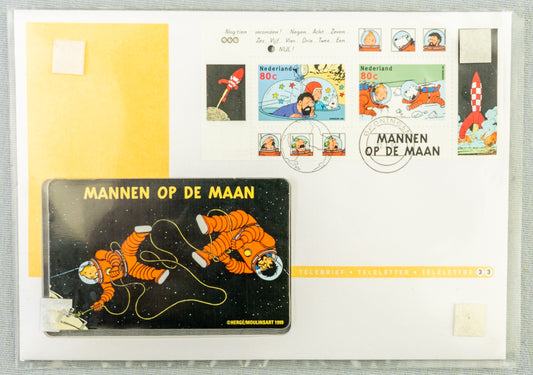 Tintin Mannen Op De Maan: Rare Belge Post/Moulinsart Tintin Postage Stamp + Telebrief Card 33 Collection