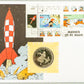 Tintin Mannen Op De Maan: Rare Belge Post/Moulinsart Tintin Postage Stamp + ECU Coin 1999 Collection