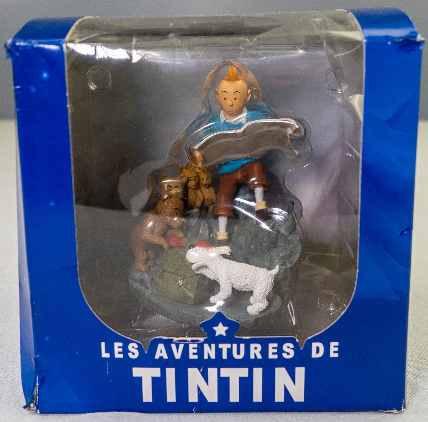 Tintin Snowy & Bear Cubs: Destination Moon Large Box Scene Figurine 10cm Model Coffret