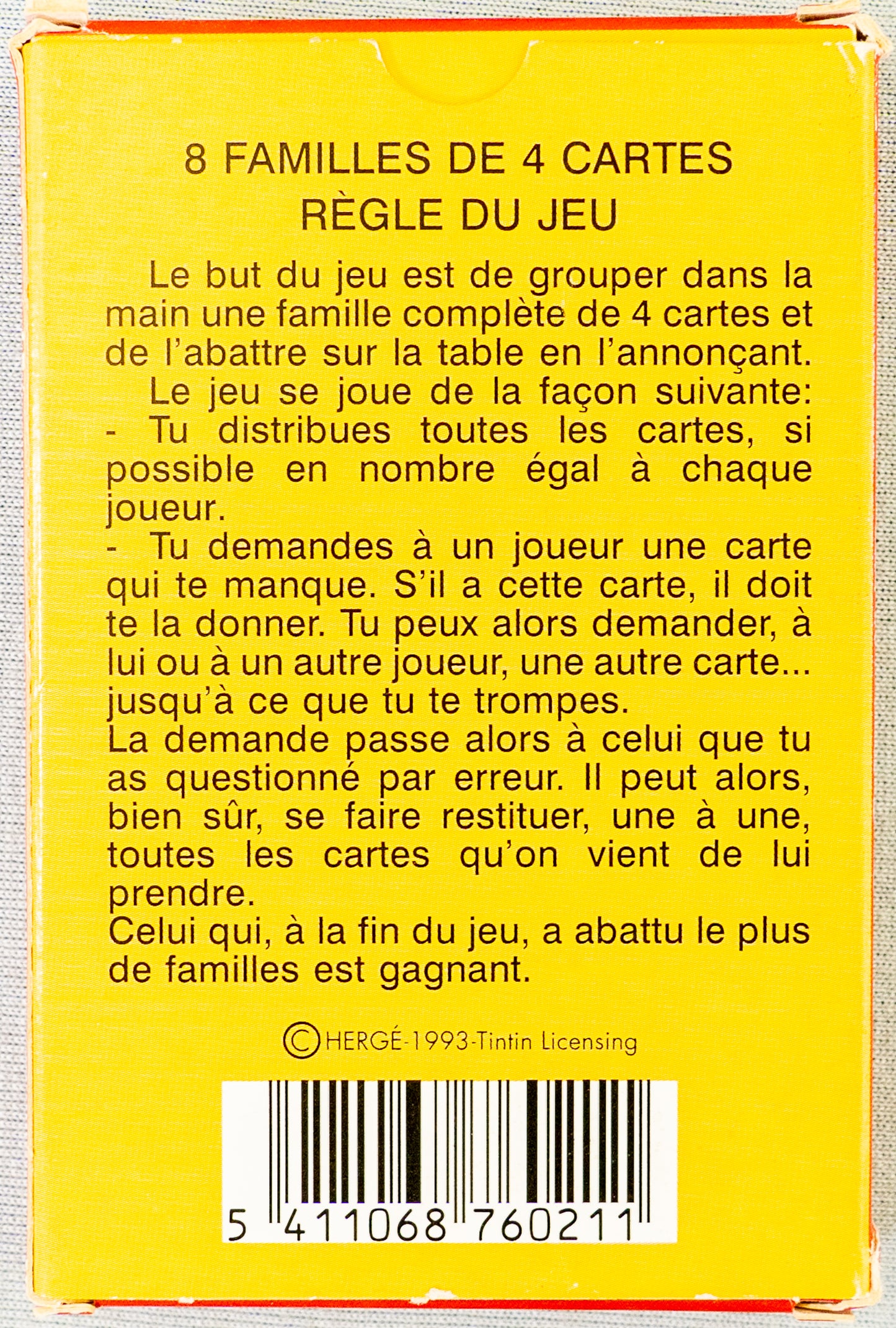 Vintage Tintin Family Playing Cards - Jeu de Familles 1993 by Carta Mundi