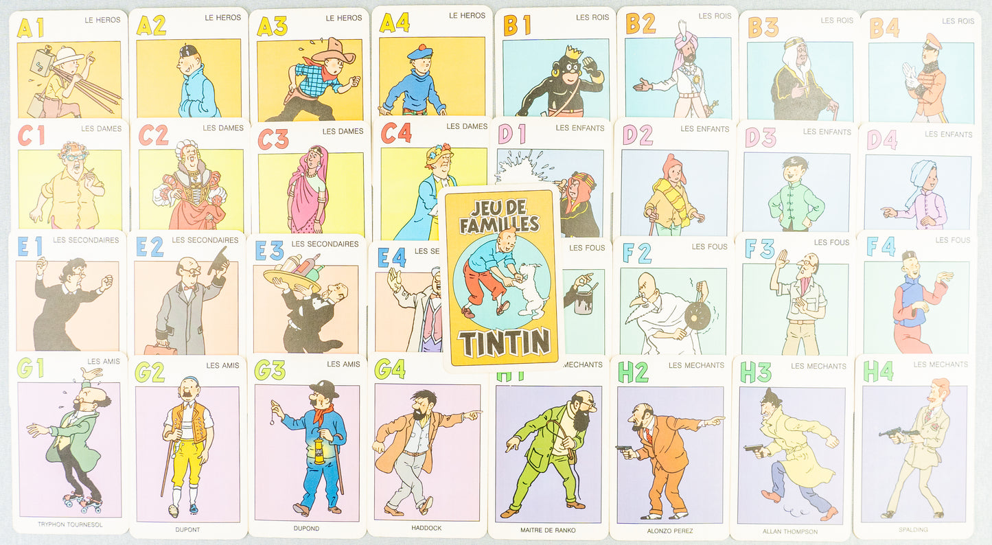 Vintage Tintin Family Playing Cards - Jeu de Familles 1993 by Carta Mundi