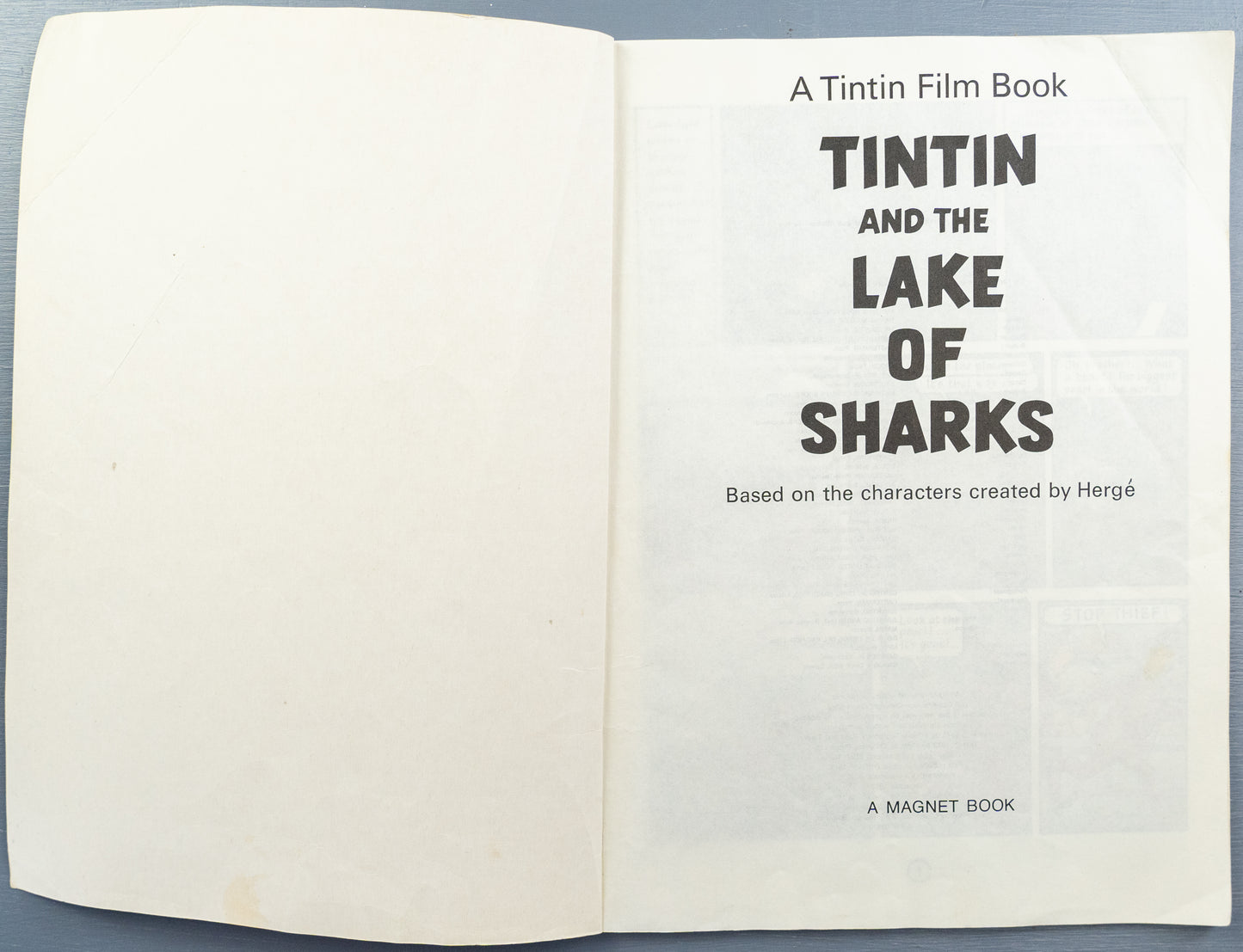 The Lake of Sharks - Tintin Magnet UK Paperback Edition Book 1980s