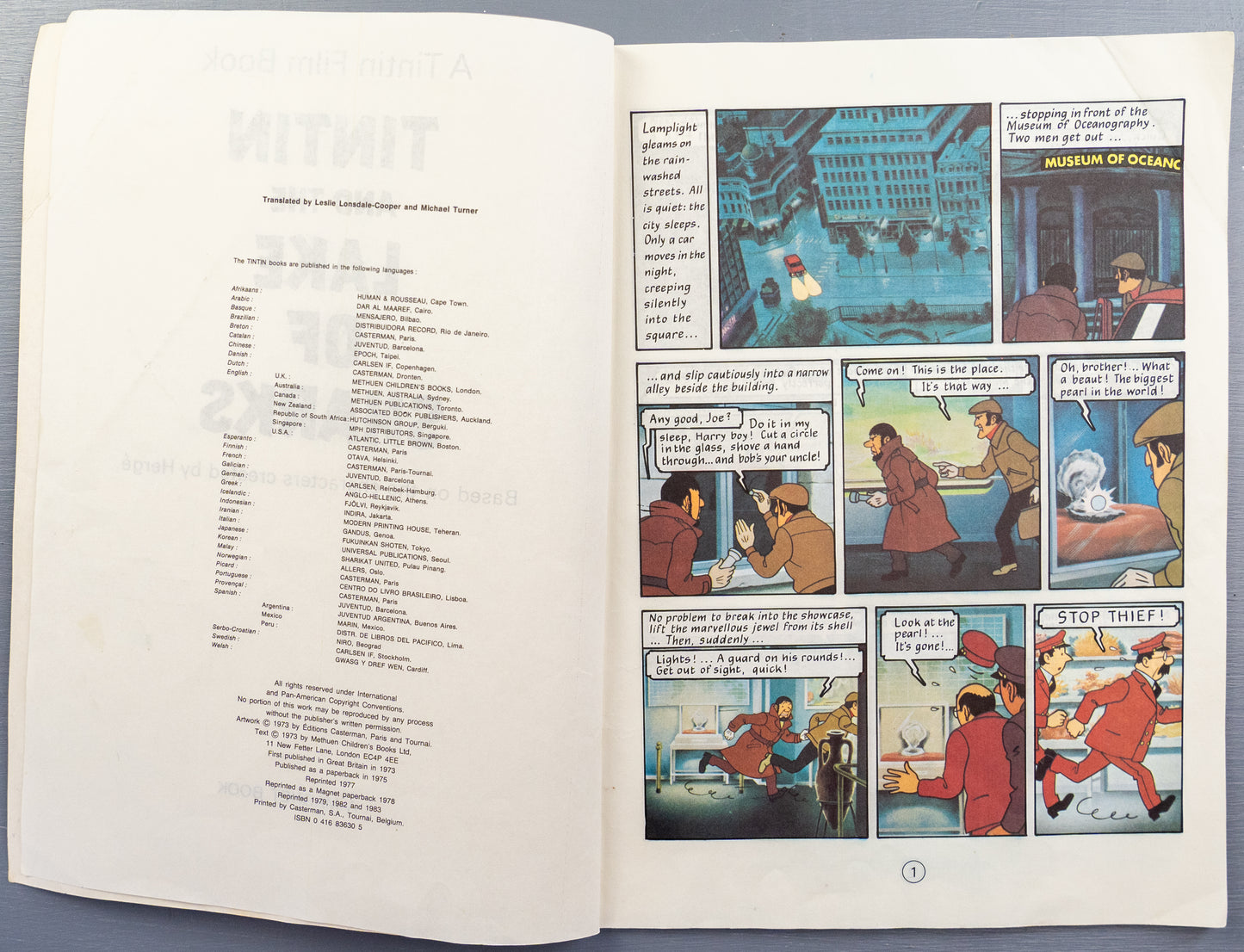 The Lake of Sharks - Tintin Magnet UK Paperback Edition Book 1980s