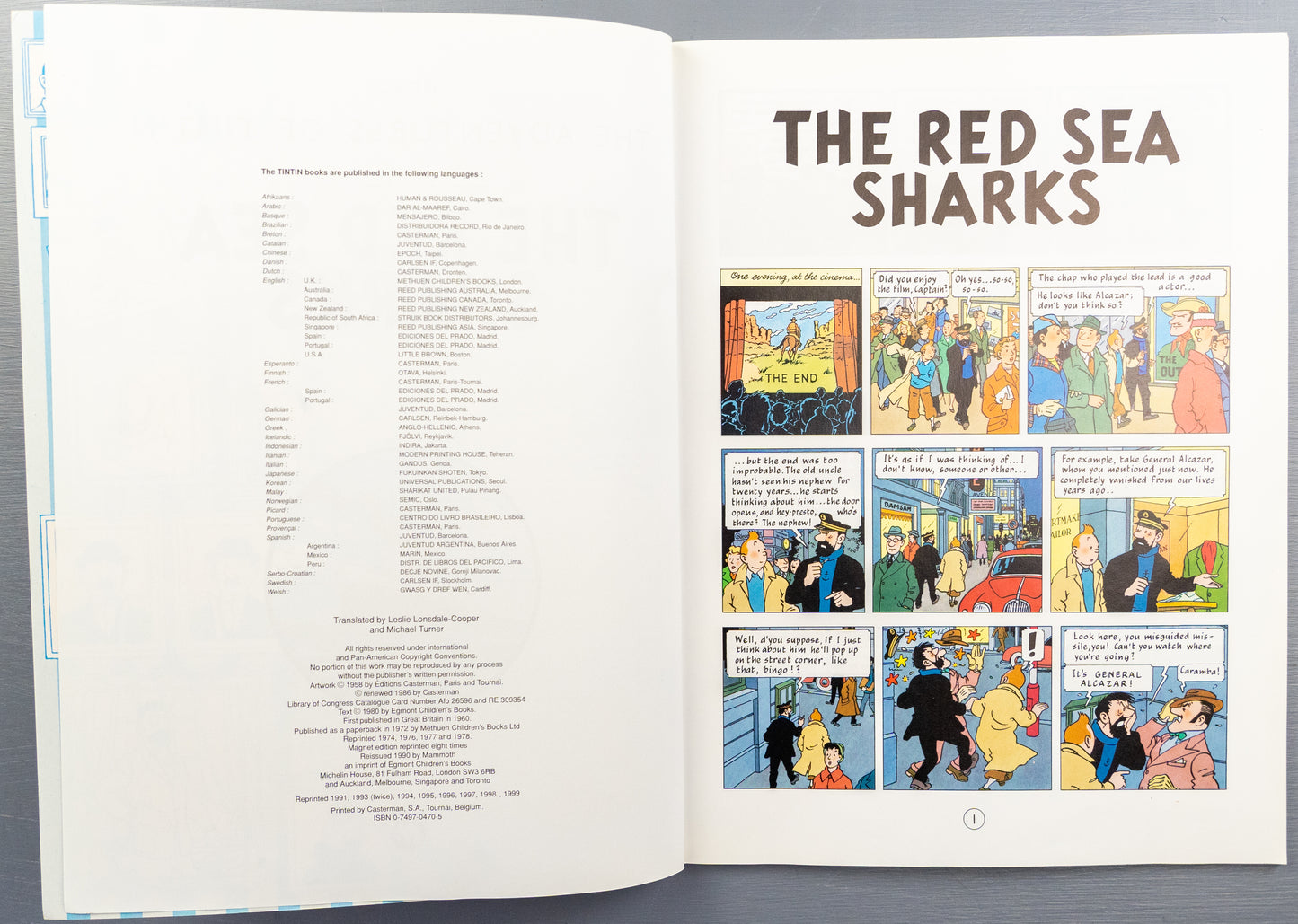 The Red Sea Sharks - Tintin Mammoth UK Paperback Edition Book 1990s