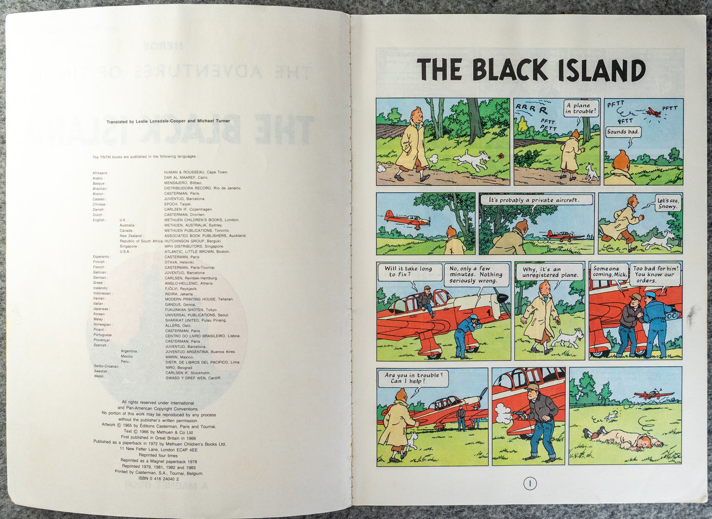 The Black Island - Tintin Magnet UK Paperback Edition Book 1980s