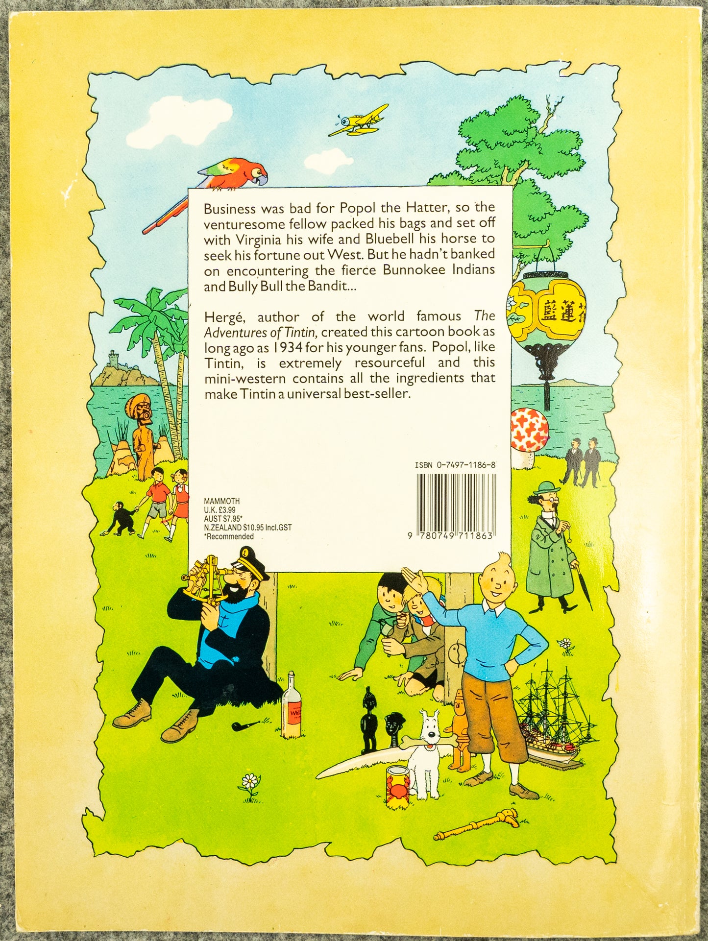 Popol Out West - Mammoth 1992 1st UK Paperback Edition by Herge Tintin EO Comic
