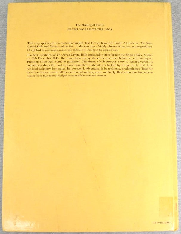 Making of Tintin: World of the Inca 1985 Methuen 1st Edition UK by Herge Rare EO