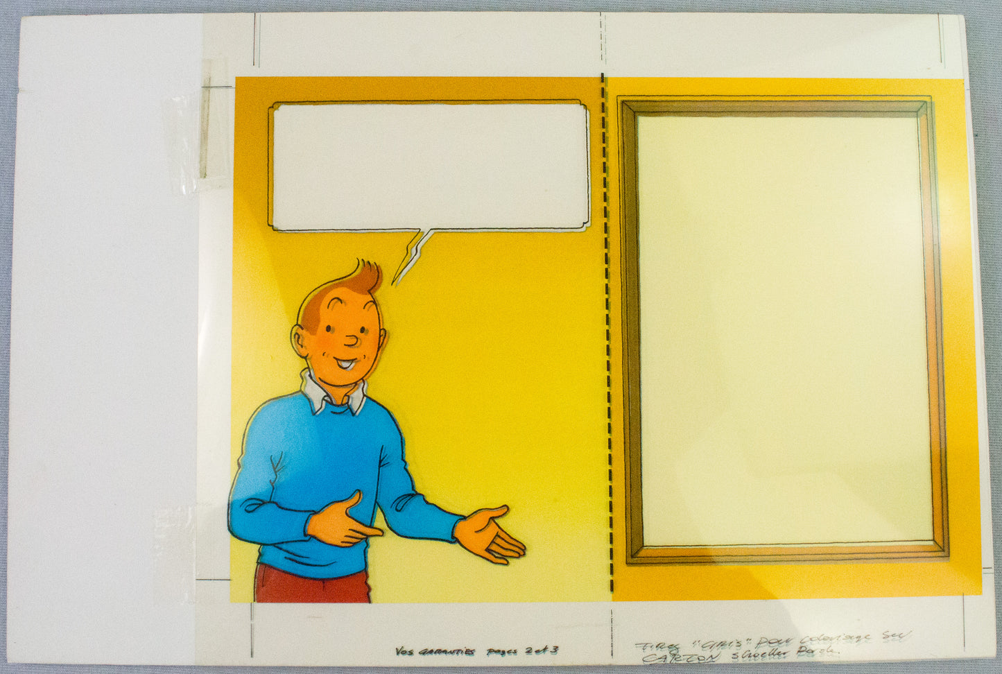 Original 1980 Hergé Studios Artwork: PLV Rombaldi Tintin Design - 1 Black print cell + real colouring