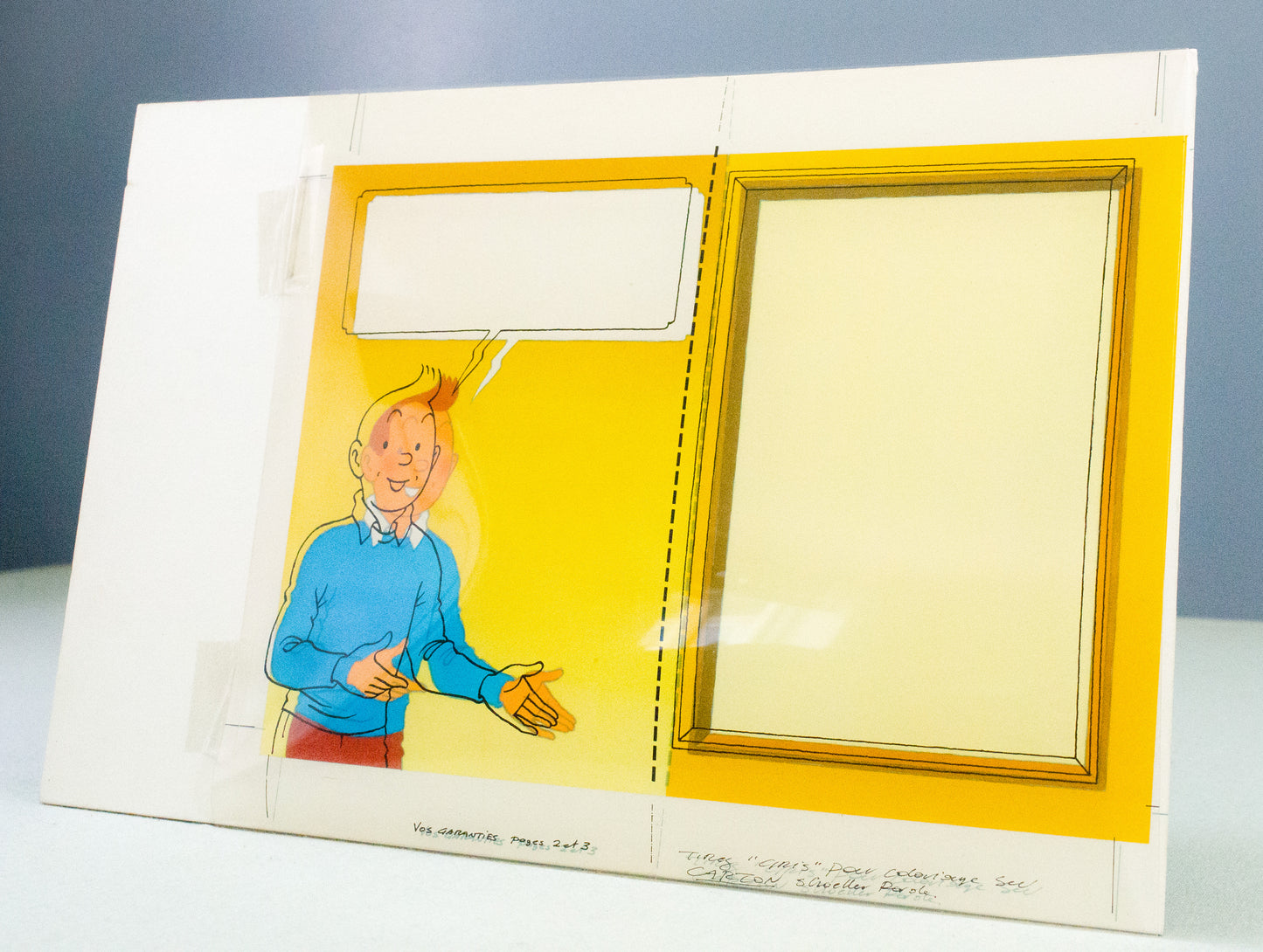 Original 1980 Hergé Studios Artwork: PLV Rombaldi Tintin Design - 1 Black print cell + real colouring
