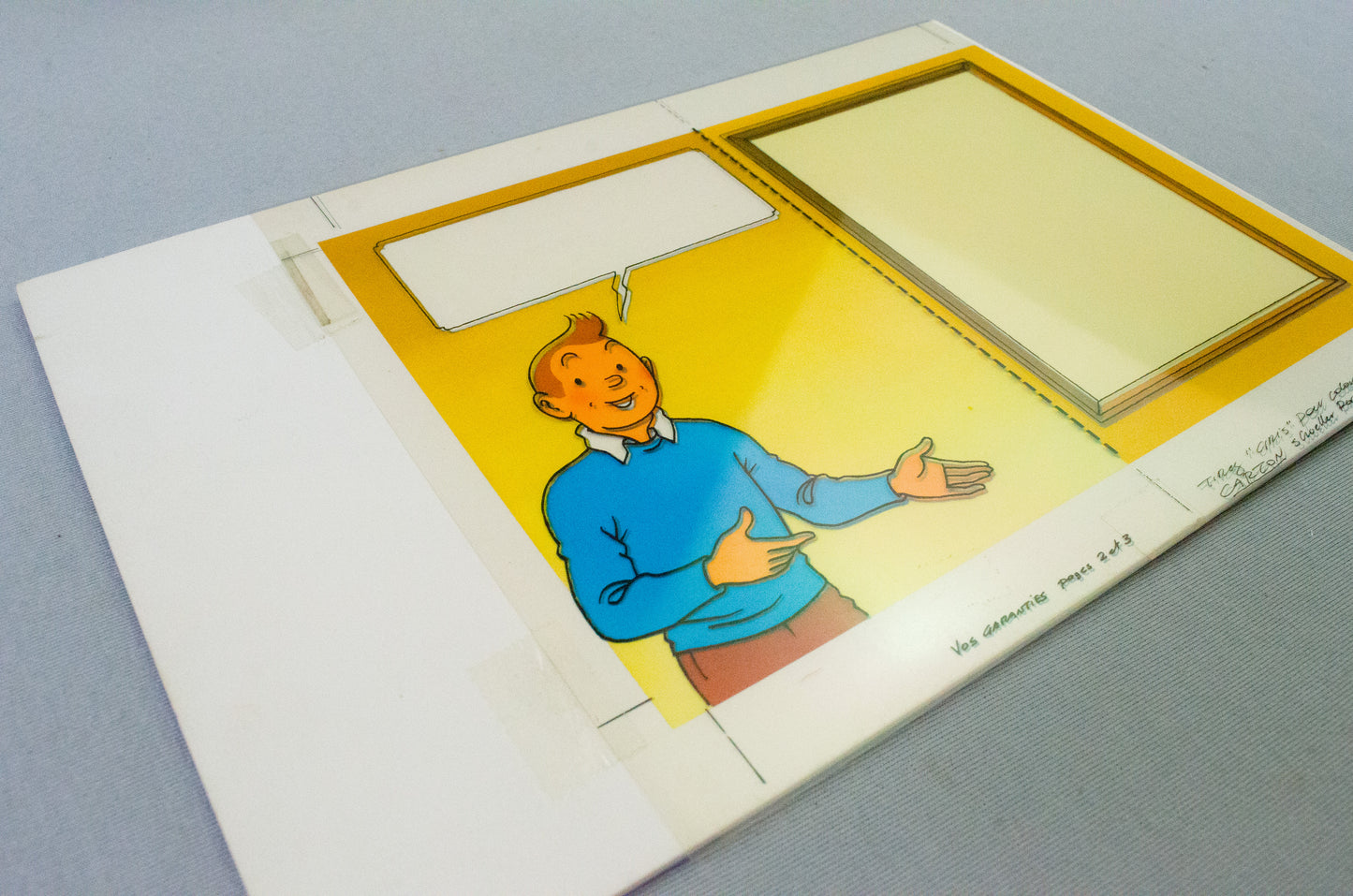 Original 1980 Hergé Studios Artwork: PLV Rombaldi Tintin Design - 1 Black print cell + real colouring