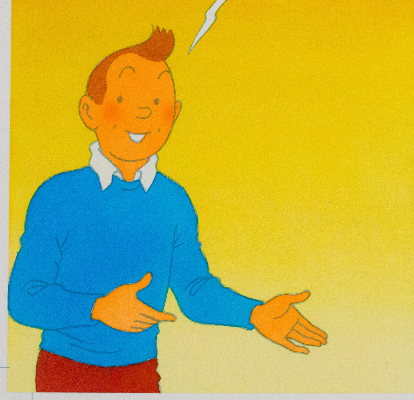 Original 1980 Hergé Studios Artwork: PLV Rombaldi Tintin Design - 1 Black print cell + real colouring