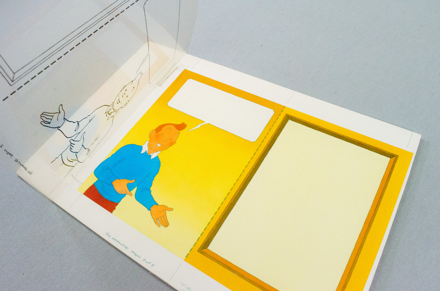 Original 1980 Hergé Studios Artwork: PLV Rombaldi Tintin Design - 1 Black print cell + real colouring