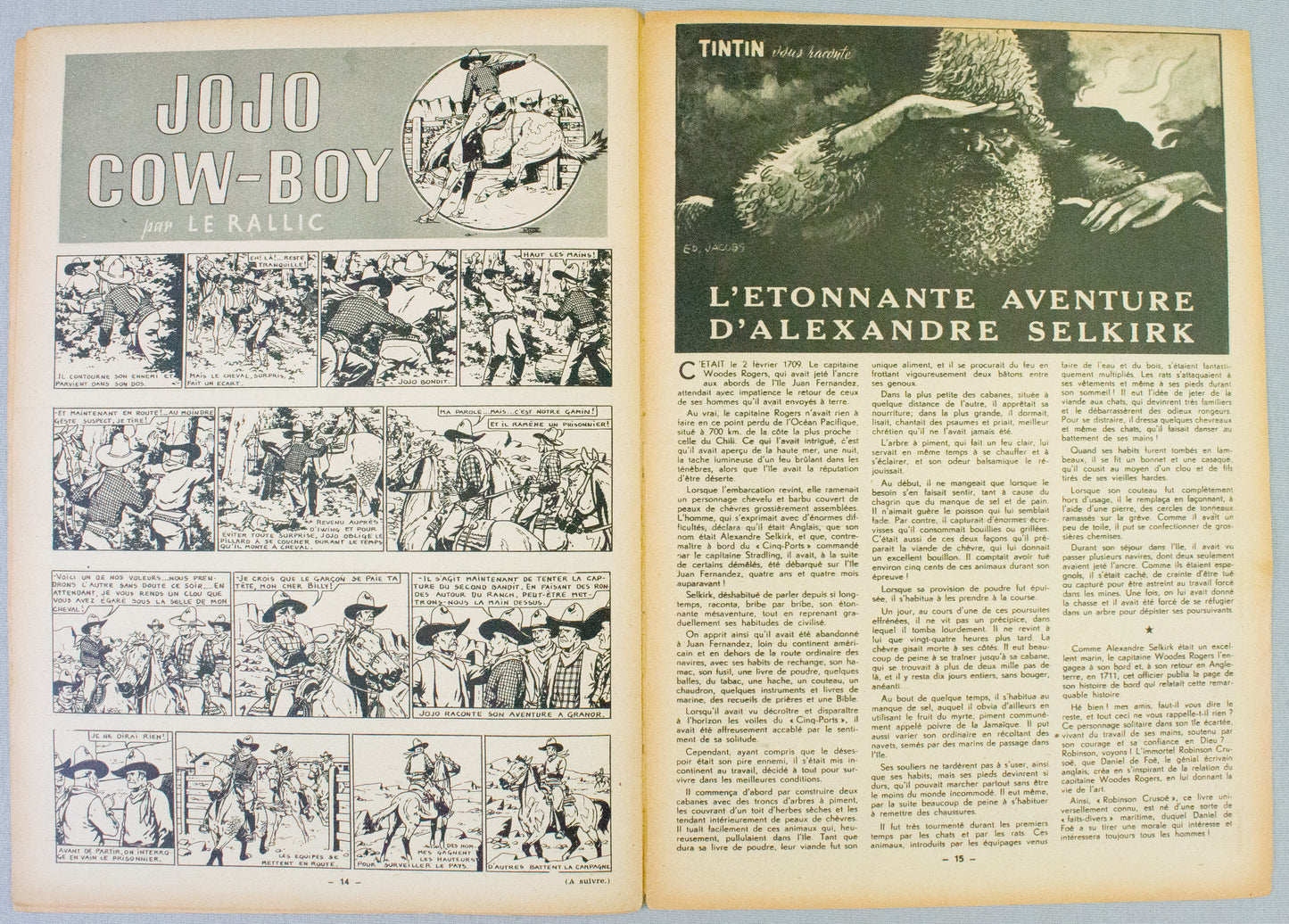 JOURNAL TINTIN Issue 8: 1947 Edgar P. Jacobs Cover Edition Vintage Comic EO Couverture