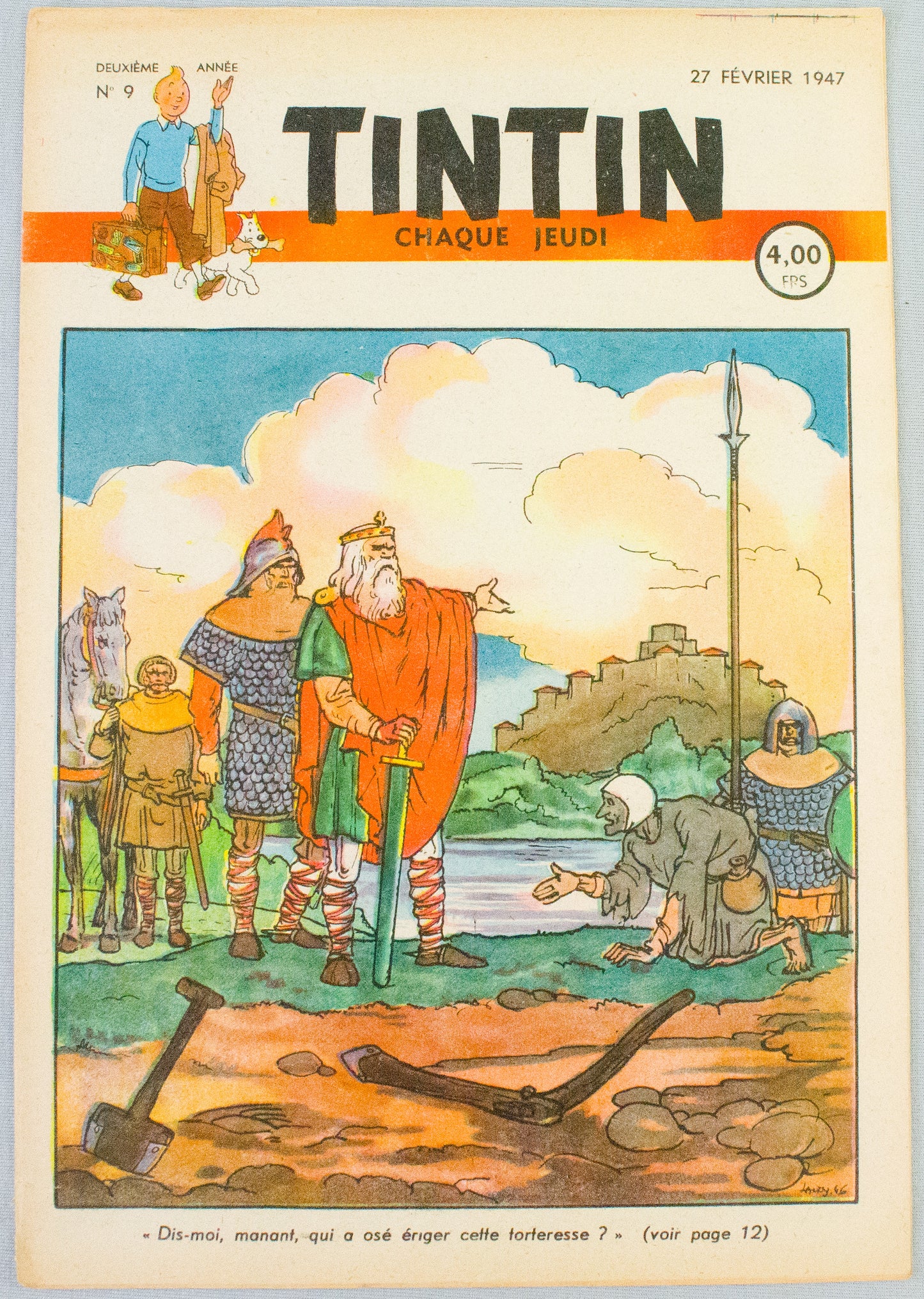 JOURNAL TINTIN Issue 9: 1947 J. Laudy Cover Edition Vintage Comic EO Couverture
