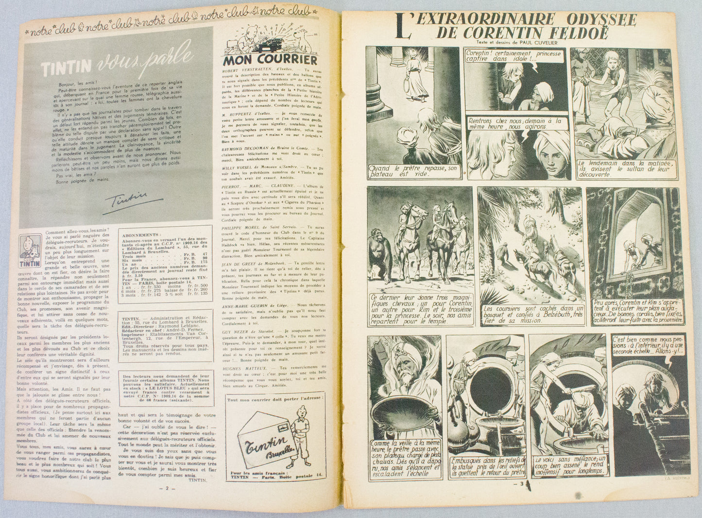 JOURNAL TINTIN Issue 10: 1947 P. Cuvelier Cover Edition Vintage Comic EO Couverture