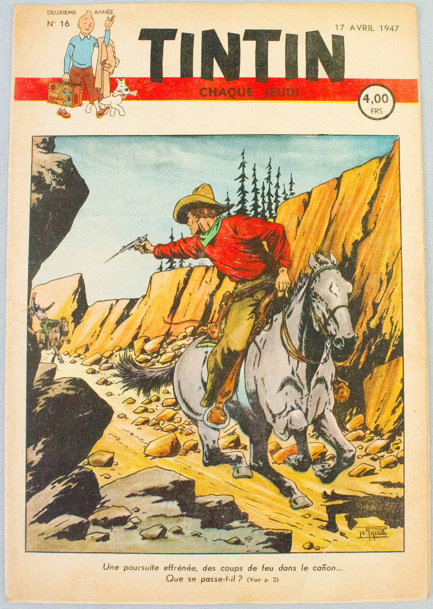 JOURNAL TINTIN Issue 16: 1947 Le Rallic Cover Edition Vintage Comic EO Couverture