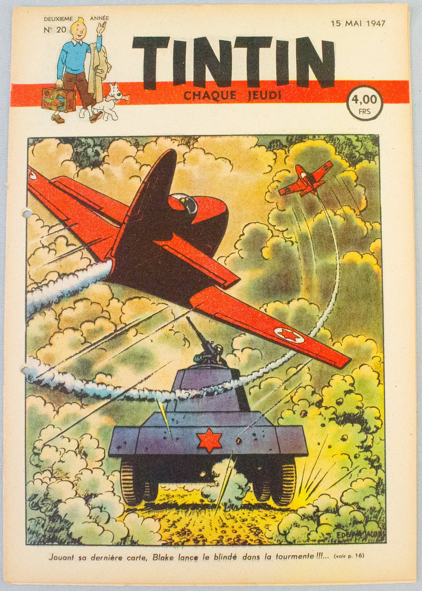 JOURNAL TINTIN Issue 20: 1947 Edgar P. Jacobs Cover Edition Vintage Comic EO Couverture