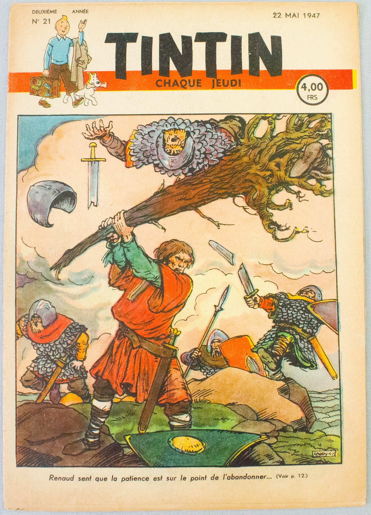 JOURNAL TINTIN Issue 21: 1947 J. Laudy Cover Edition Vintage Comic EO Couverture