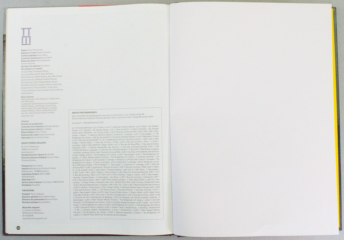 Le Rire Tintin: Express Fine Arts Magazine 2014 French HB Book Moulinsart 1st EO