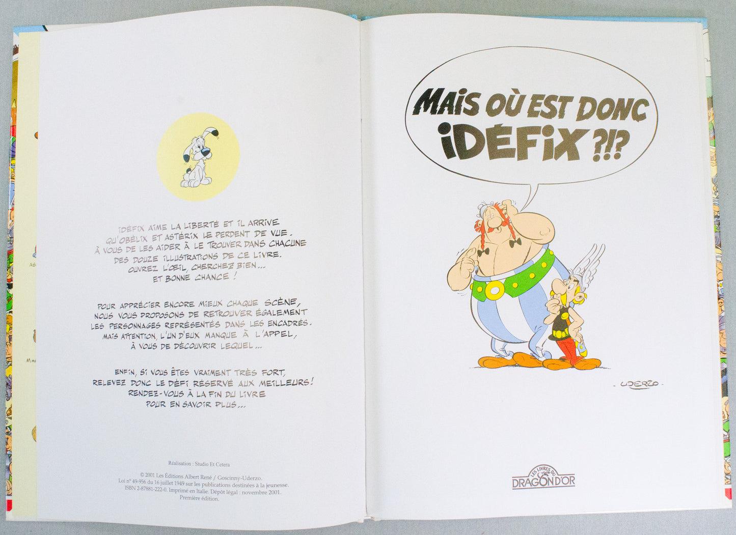 Asterix Game Book: Mais où est donc Idéfix? 2001 HB French Dragon d'Or 1st Edition