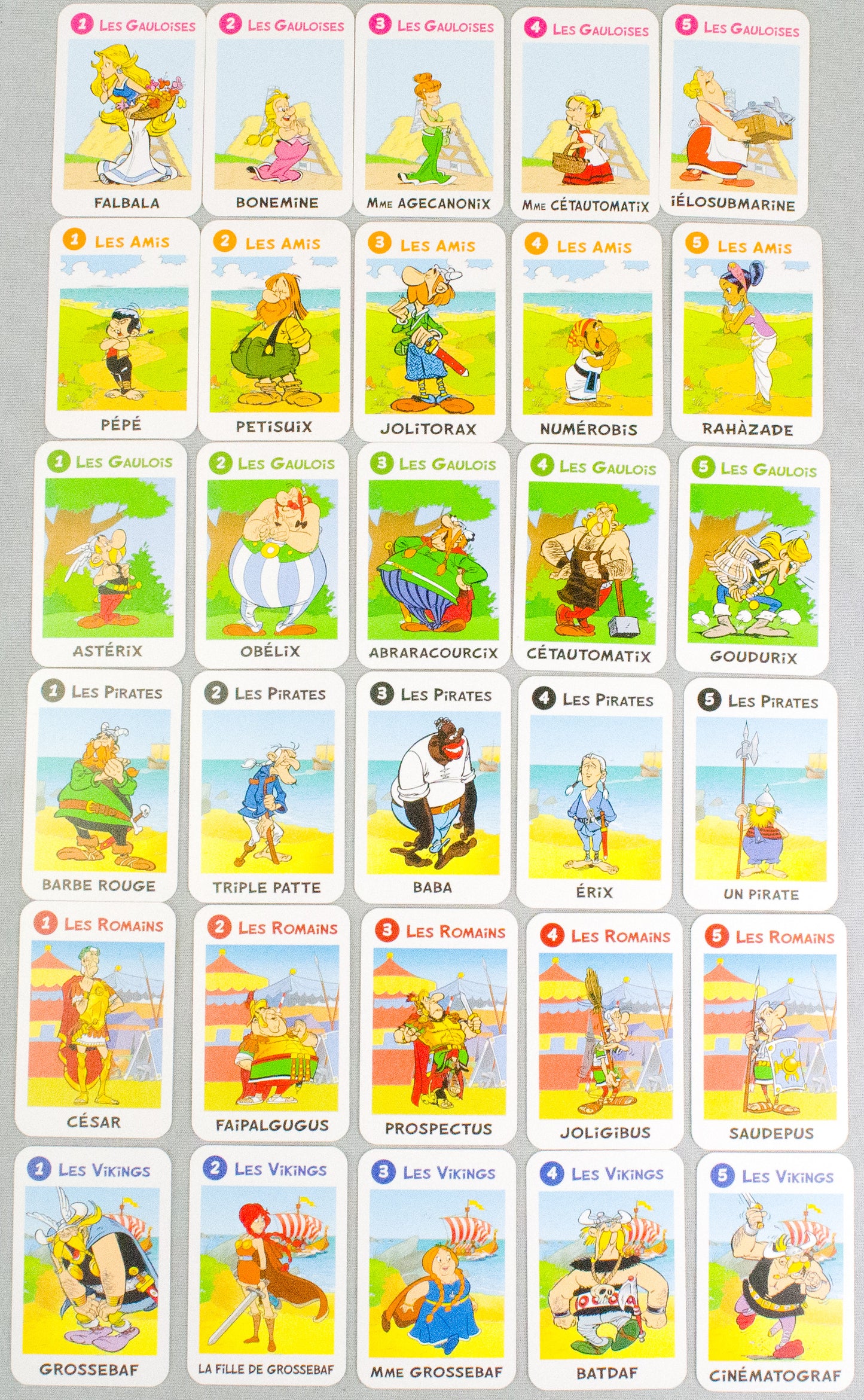 Asterix Les 6 Familles Character mini Cards - 2006 Editions Rene Card Game