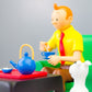 Statuette Moulinsart 47002 Tintin Drinking Tea: Blue Lotus 2023 Colorised 18cm Resin model