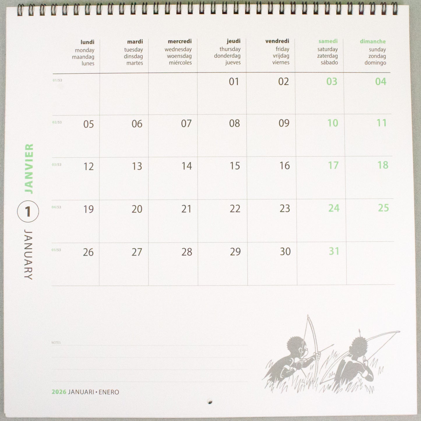 2026 Tintin Large Calendar - Tintin In America Moulinsart Editions