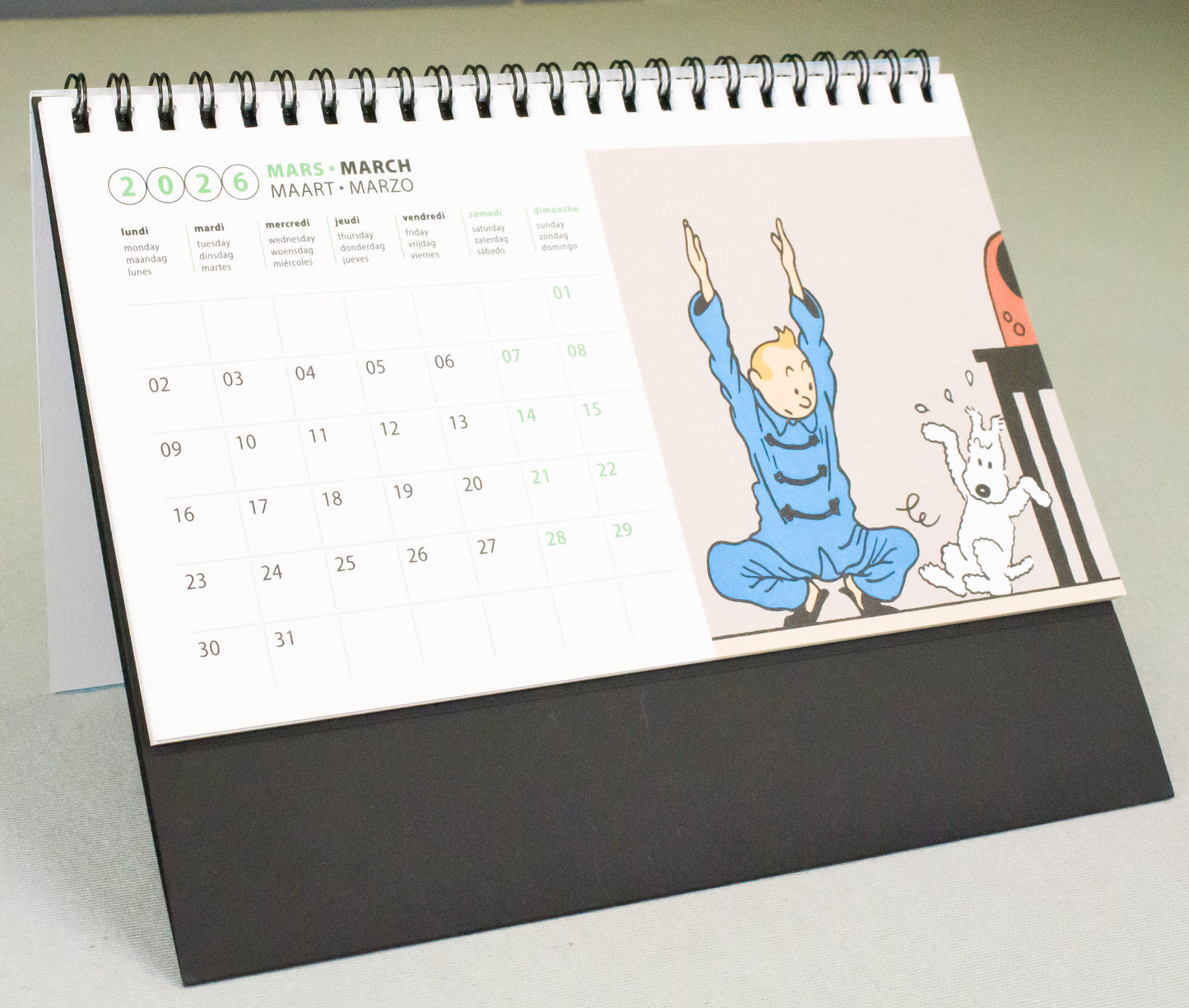 2026 Tintin Desk Calendar - Tintin In America Moulinsart Editions