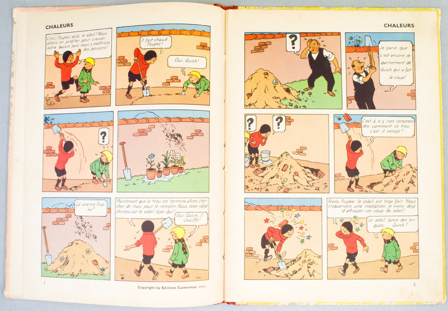 The Exploits of Quick & Flupke Volume 5: Casterman 1952 French Hardback 1st Edition Comic Book by Herge EO