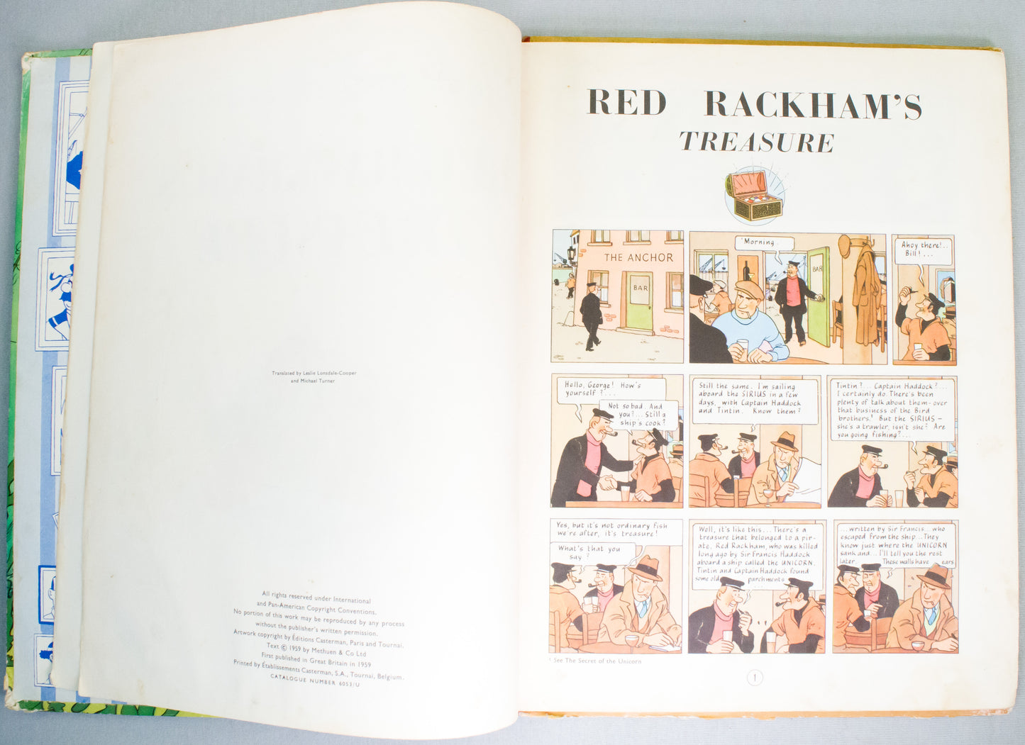 Red Rackham's Treasure - Methuen 1959 UK 1st Edition Hardback Tintin book by Herge EO