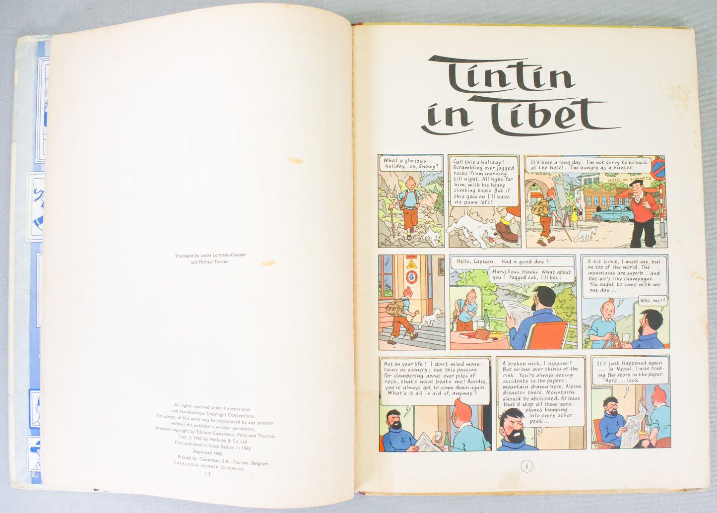 Tintin in Tibet - Methuen 1965 2nd UK Reprint Edition Hardback Rare comic book Herge EO
