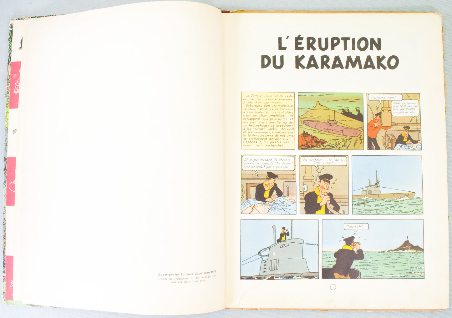 The Adventures of Jo, Zette and Jocko: L'eruption du Karamako 1952 Belgian Casterman 1st HB Edition
