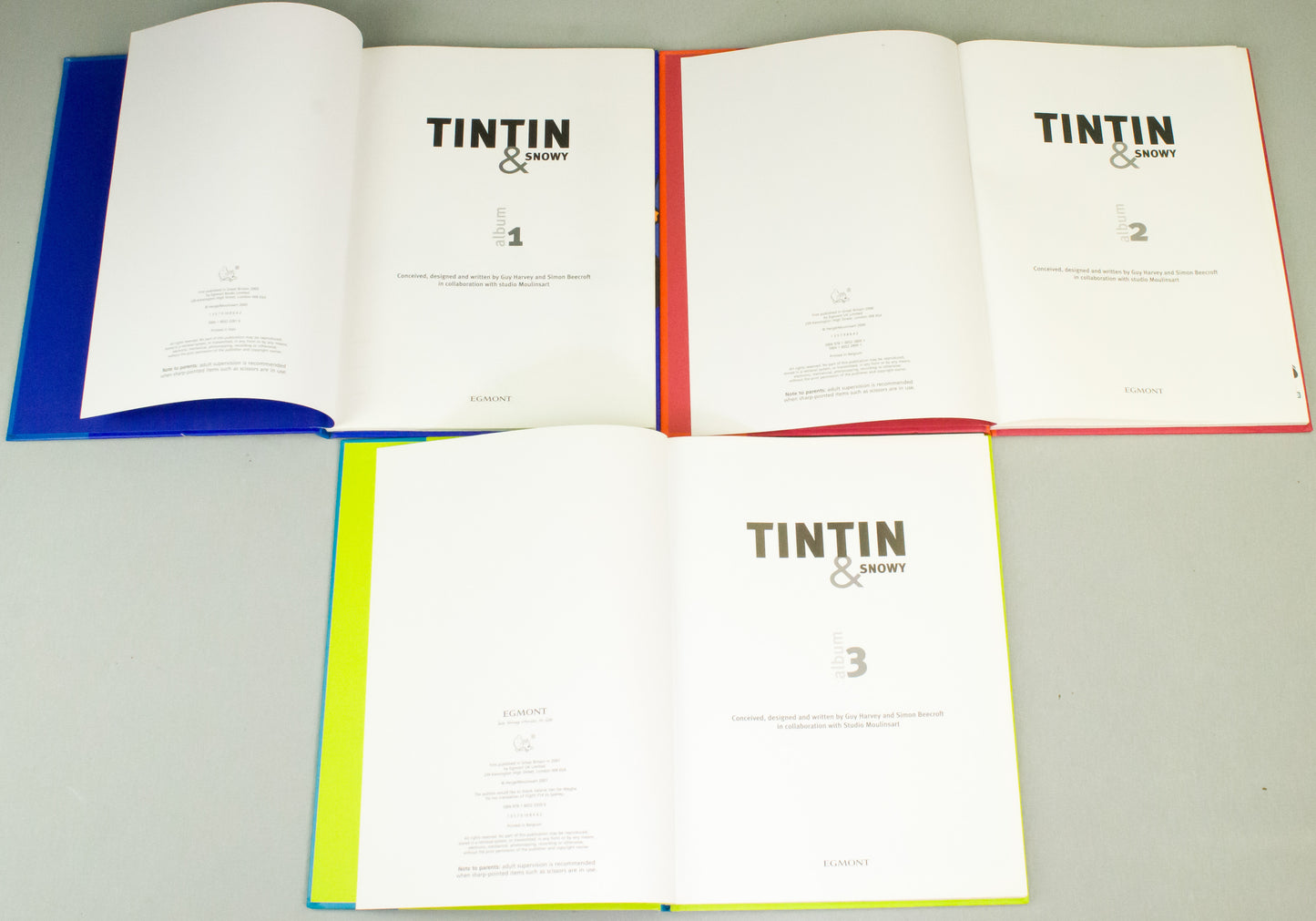 Tintin & Snowy Action Play Book Volumes 1-3  FULL SET (Hardback Egmont Editions)