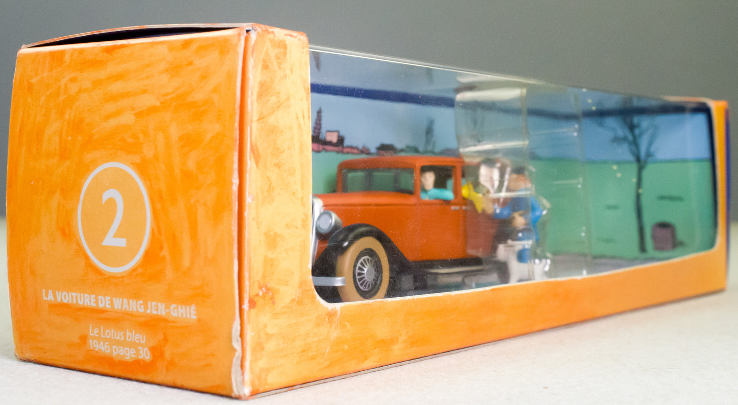 MOULINSART TINTIN CAR #2 Dr Wang's Red Limo: Blue Lotus Model car 1/43 Scale (Copy)
